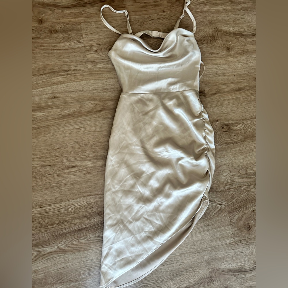 Nude strappy Asymmetrical dress
